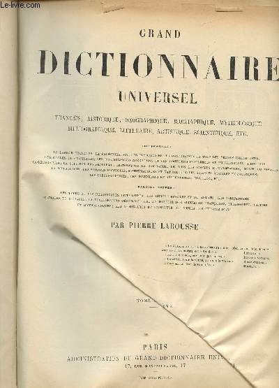 Grand dictionnaire universel - TOME Dixieme -