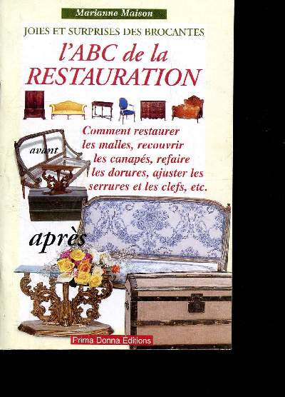 Joies et surprises des Brocantes - L'ABC de la restauration 5e partie - Avant/aprs - Comment restaurer les malles, recouvrir les canaps, refaire les dorures, ajuster les serrures et les clefs, etc