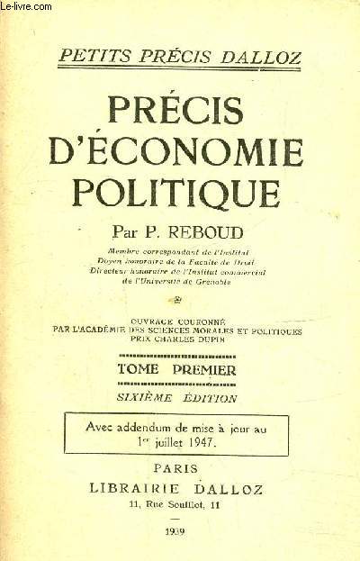 Prcis d'conomie politique, Tome I, sixime dition