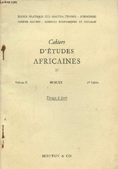 Cahiers d'tudes africaines Volume X, 1r cahier