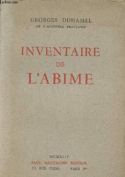 Inventaire de l'abime 1884-1901
