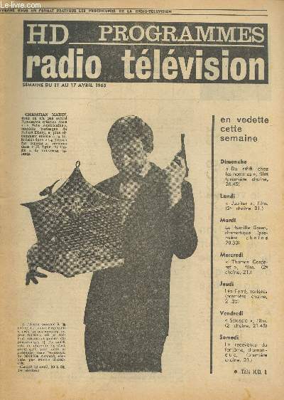 Hd programmes, radio tlvision -semaine du 11 au 17 avril 1965- N 6