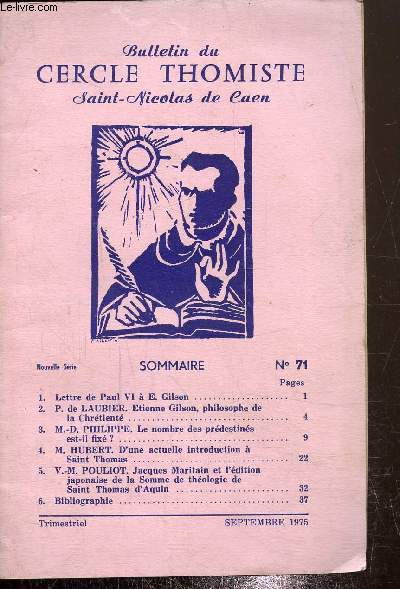 Bulletin du cercle thomiste Saint-Nicolas de Caen N 71-Septembre 1975
