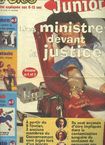 Les cls de l'actualit junior N 189 semaine du jeudi 4 au 10 fvrier 1999 : Des ministres devant la justice