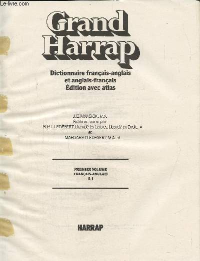 Grand harrap- Dictionnaire anglais franais et franais anglais en 4 volumes