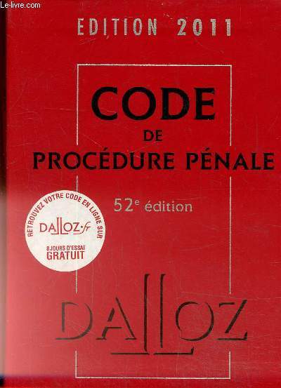 Code de procdure pnale 2011, 52 dition