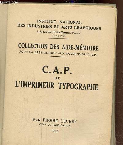 C.A.P de l'imprimeur typographe