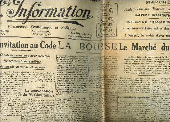 L'information financire, conomique et politique, samedi 8 janvier 1938