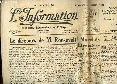 L'information financire, conomique et politique, mercredi 5 janvier 1938