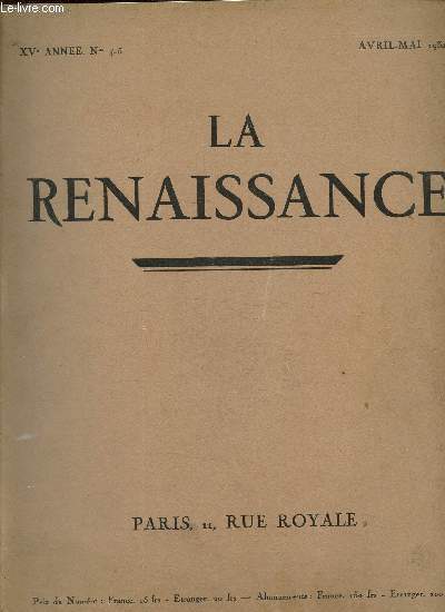 La renaissance, XVe anne N 4-5, avril mai 1932- Les gratte-ciel de New-York- Art humoristique 1932- Les classiques de l'humour