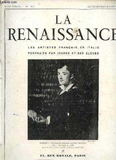La renaissance, XVIIe anne N10-11 , jooctobre-novembre 1934 : les artistes franais en Italie- Portrait par Ingres et ses lves