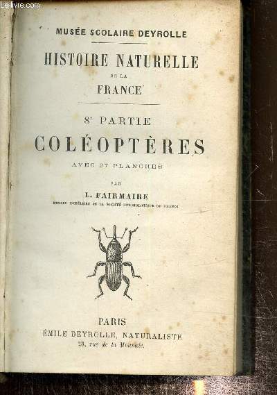 Histoire naturelle de la France 8e partie coloptres