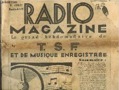 Radio magazine, le grand hebdomadaire de TSF et de musique enregistre; 10e anne, n 468