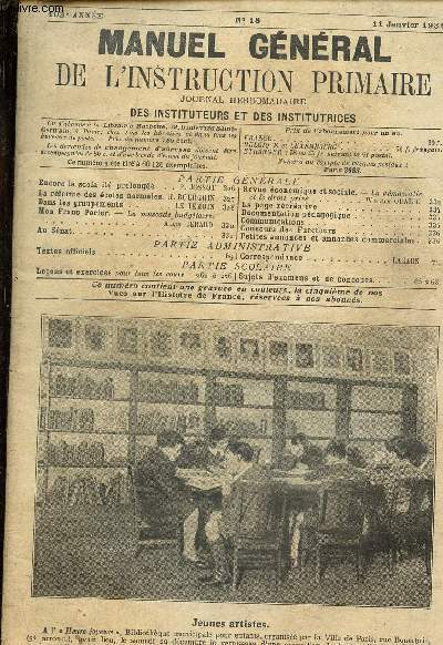 Manuel gnral de l'instruction primaire- Journal hebdomadaire des instituteurs et des institutrices n18, 103me anne- 11 janvier 1936