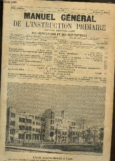 Manuel gnral de l'instruction primaire- Journal hebdomadaire des instituteurs et des institutrices n17, 103me anne- 4 janvier 1936