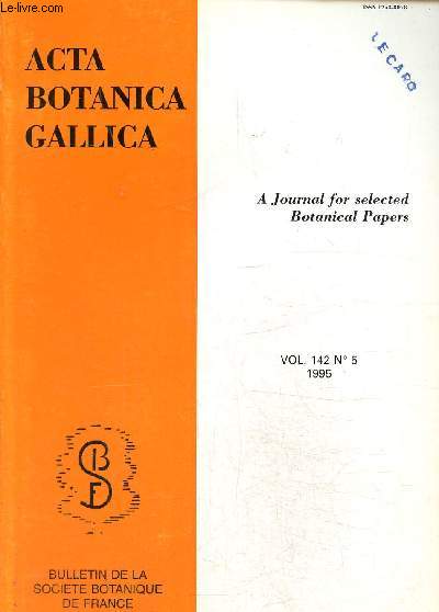 Acta Botanica Gallica- Société botanique de France -Vol 142 N° 5-1995- Effet de la limitation du potentiel de croissance global sur l'architecture du géranium rosat.
