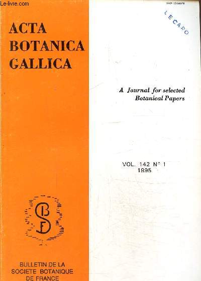 Acta Botanica Gallica- Société botanique de France -Vol 142 N° 1-1995-Un cas de ramification symptomiale à déterminisme endogène chez un système racinaire.