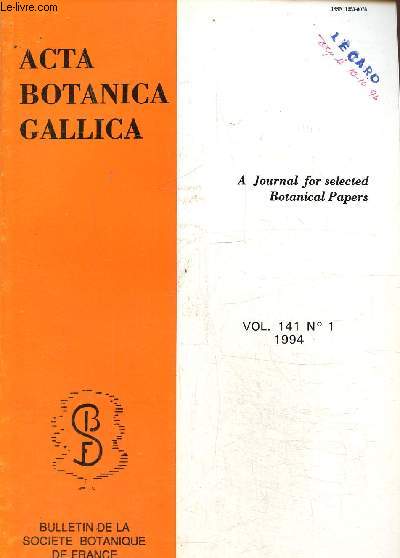 Acta Botanica Gallica- Société botanique de France -Vol. 141 N° 1- 1994