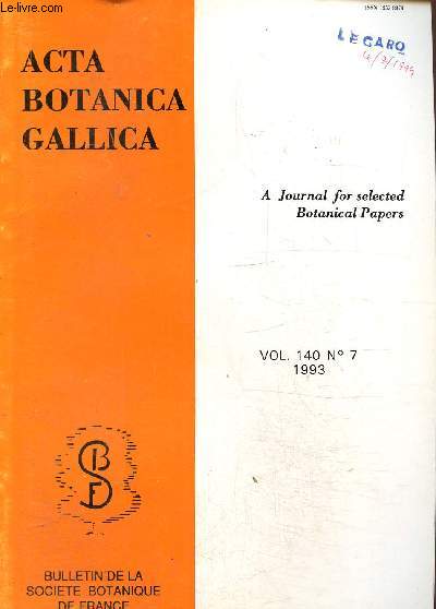 Acta Botanica Gallica- Société botanique de France -Vol 140 N° 7-1993-The biotechnological utilisation of oilseeds- Les lipides des champignons.