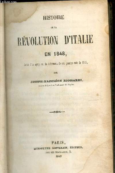 Histoire de la rvolution d'Italie en 1848