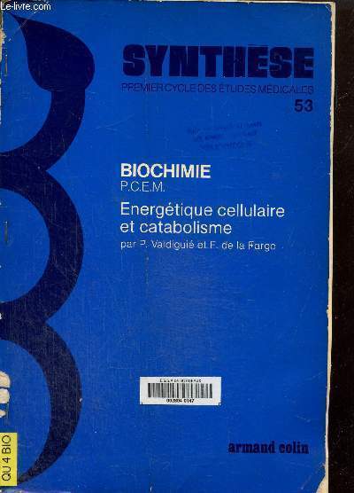 Biochimie pcem energtique cellulaire et catabolisme