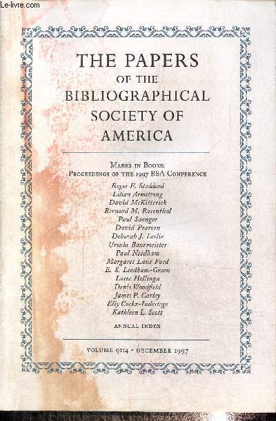 The papers of the bibliographical society of America volume 91: 4, decembre 1997