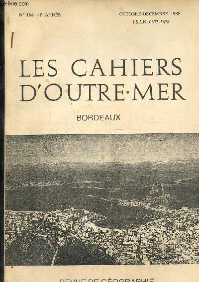 Les cahiers d'outre mer, revue de gographie N 164 , octobre dcembre 1988