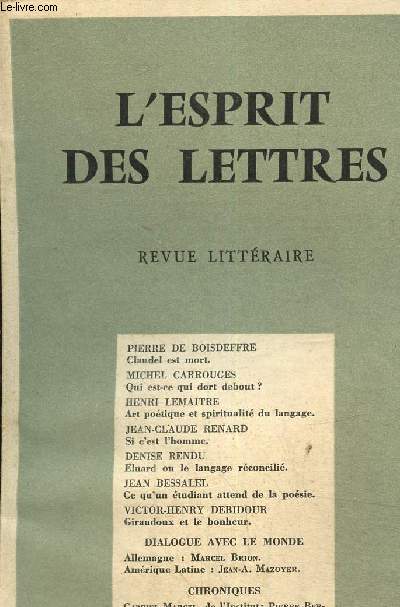 L'esprit des lettres , revue littraire n 2, mars 1955