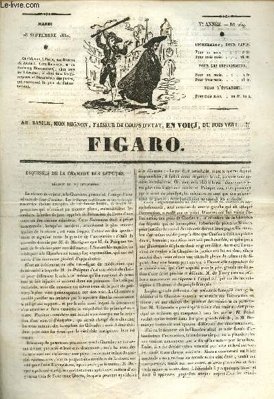 Figaro Ve anne, n269, 28 septembre 1830.Esquisse de la chambre des dputs sance du 27 septembre- Inaprciables bienfaits de la loi agraire.