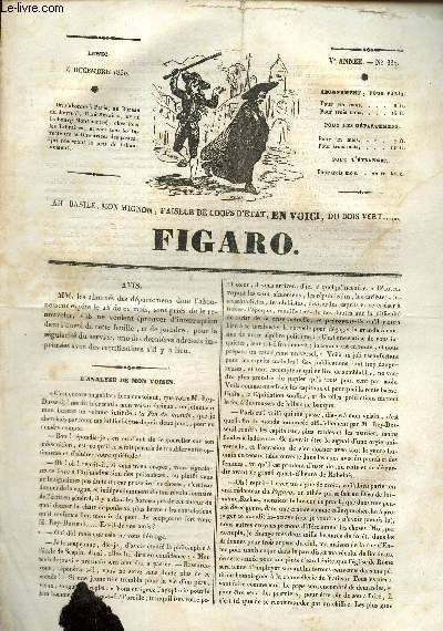 Figaro Ve anne, n337, dimanche 5 dcembre 1830. L'analyse de mon voisin-Le vtran et son fils- Thatre de la gait...