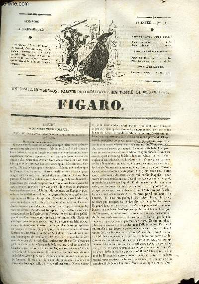 Figaro Ve anne, n336, dimanche 5 dcembre 1830. Lettre a monsegur Joseph- Thtre de Vaudeville- Rassemblement fantastique- Ordonnance somptuaire.
