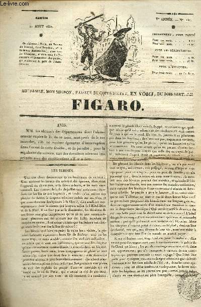 Figaro Ve anne, n231, samedi 21 aout 1830.Lettre d'un habitu de la petite provence-Thtre des varits...