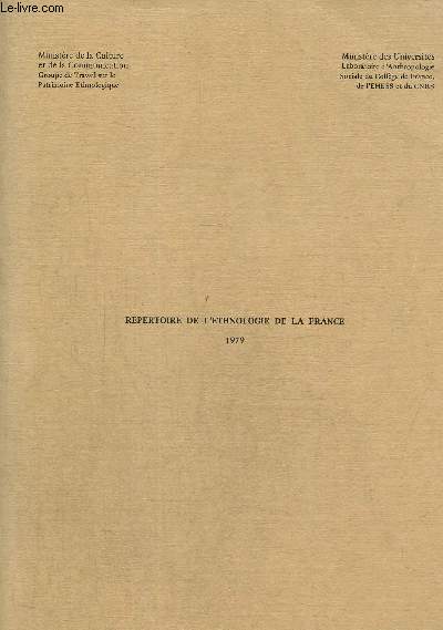 Rpertoire de l'ethnologie de la France 1979