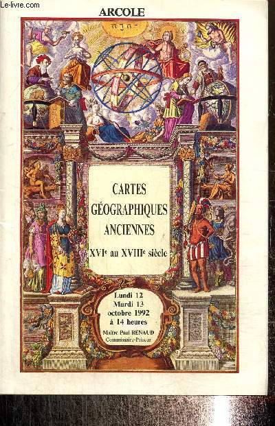 Catalogue de vente aux enchres.Cartes gographiques anciennes XVIe au XVIII e sicle