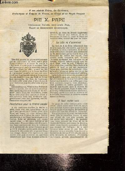 Une Fois Encore : lettre encyclique de Sa Saintet le Pape Pie X