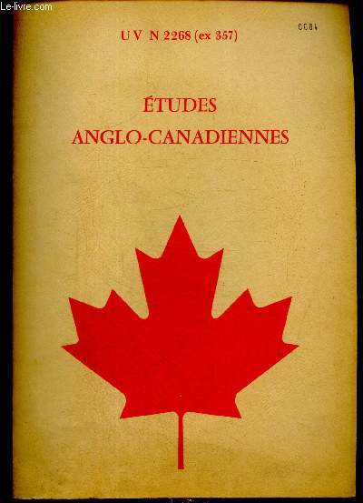 Etudes anglo-canadiennes - UV n226 (ex 357)