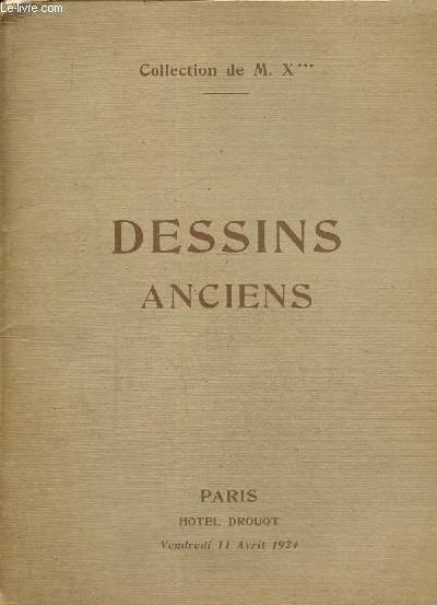 Catalogue des Dessins XVe au XVIIIe siècles, dont la vente aura lieu à Paris, Hôtel Drouot, salle n°10, le Vendredi 11 avril 1924