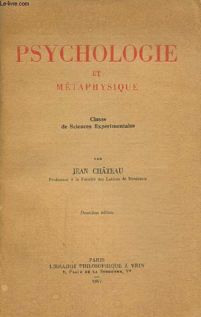 Psychologie et mtaphysique - Classe de Sciences Exprimentales