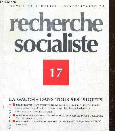 Revue de l'office universitaire de Recherche Socialiste, n17 (dcembre 2001), supplment  
