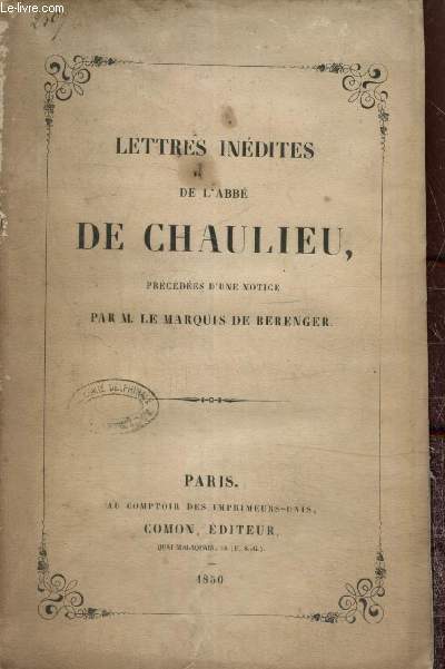 Lettres indites de l'abb de Chaulieu