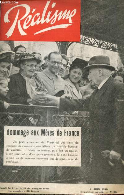 Réalisme, 2e année, n°35 (1er juin 1950) : Un appel du général Héring / Le sc... - Afbeelding 1 van 1