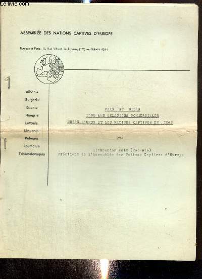 Prix et bilan dans les relations commerciales entre l'URSS et les nations captives en 1962
