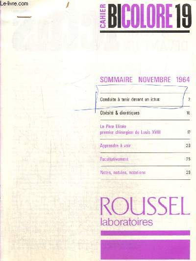 Conduite à tenir devant un ictus - Extrait du Cahier Bicolore n°19 (novembre 1964)