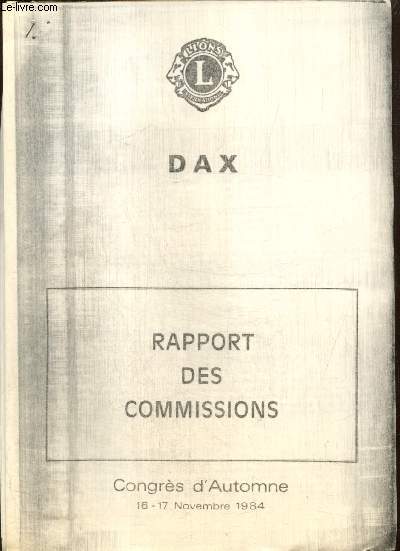 Rapport des commissions - Congrs d'Automne, 16-17 novembre 1984