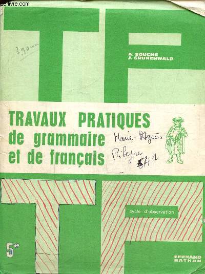 Travaux pratiques de grammaire et de franais - 5e