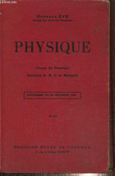 Physique - Classe de Premire, sections A, B, C et Moderne