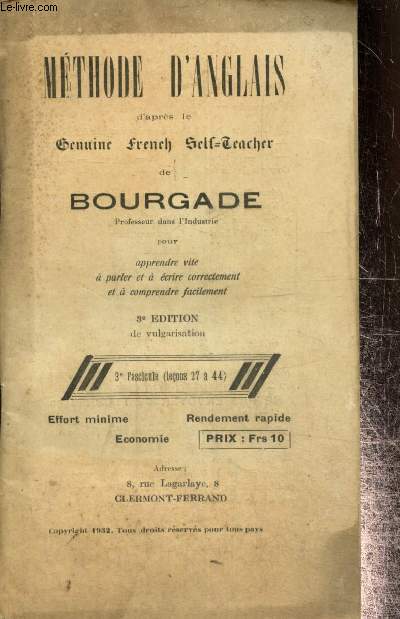 Mthode d'Anglais d'aprs le Genuine French Self-Teacher - 3e fascicule (leon 27  44)