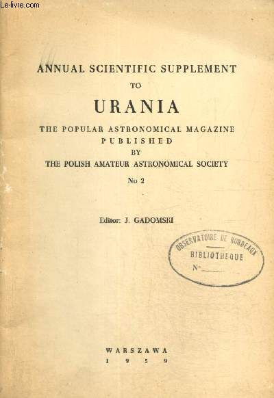 Annual scientifique supplement to Urania, the popular astronomical magazine - N2