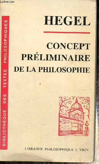 Concept prliminaire de la philosophie (Collection 