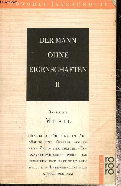 Der Mann Ohne Eigenschaften, tome II : Aus dem Nachlass Herausgegeben von Adolf Fris